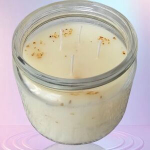 4 Wick Lemon Scented Candle In Glass Holder